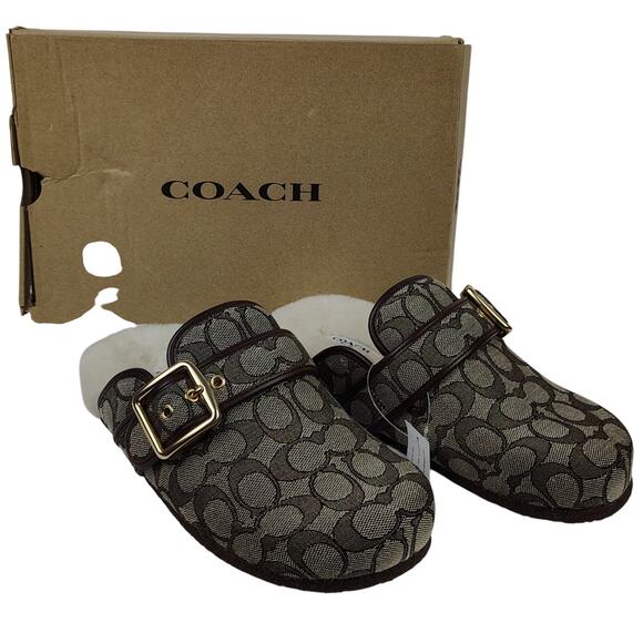 Coach Ashton Clog In Signature Jacquard Oak/maple Color Size 8 - Picture 1 of 12